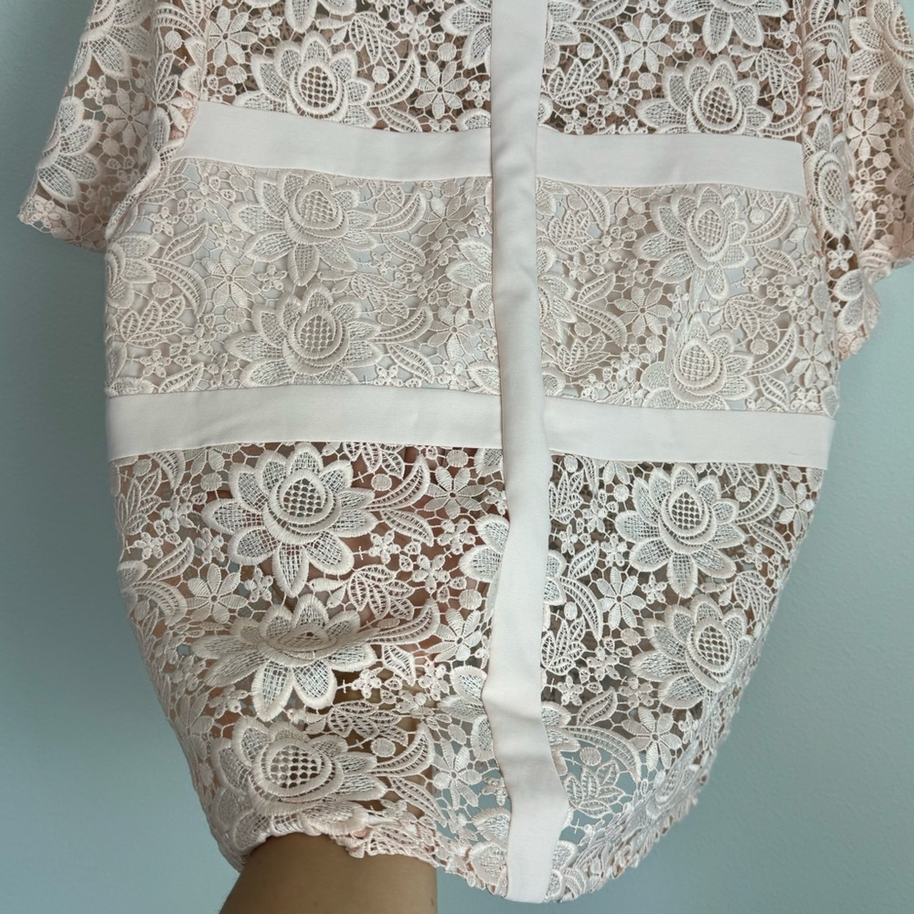✅ Rebecca Minkoff lace floral sheer zip up blouse top size L - Picture 11 of 12